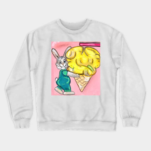 Icecream Shop Bunny Crewneck Sweatshirt by YollieBeeArt